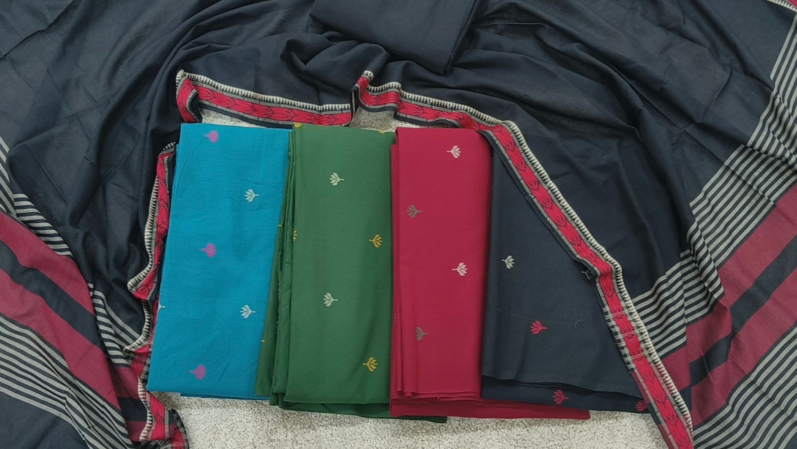 HANDLOOM MALAI COTTON SET- GREEN