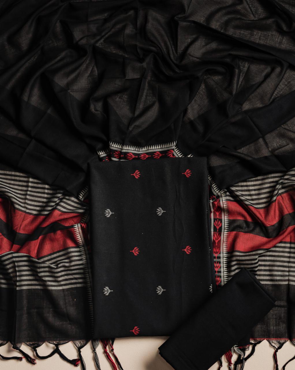 HANDLOOM MALAI COTTON SET - BLACK
